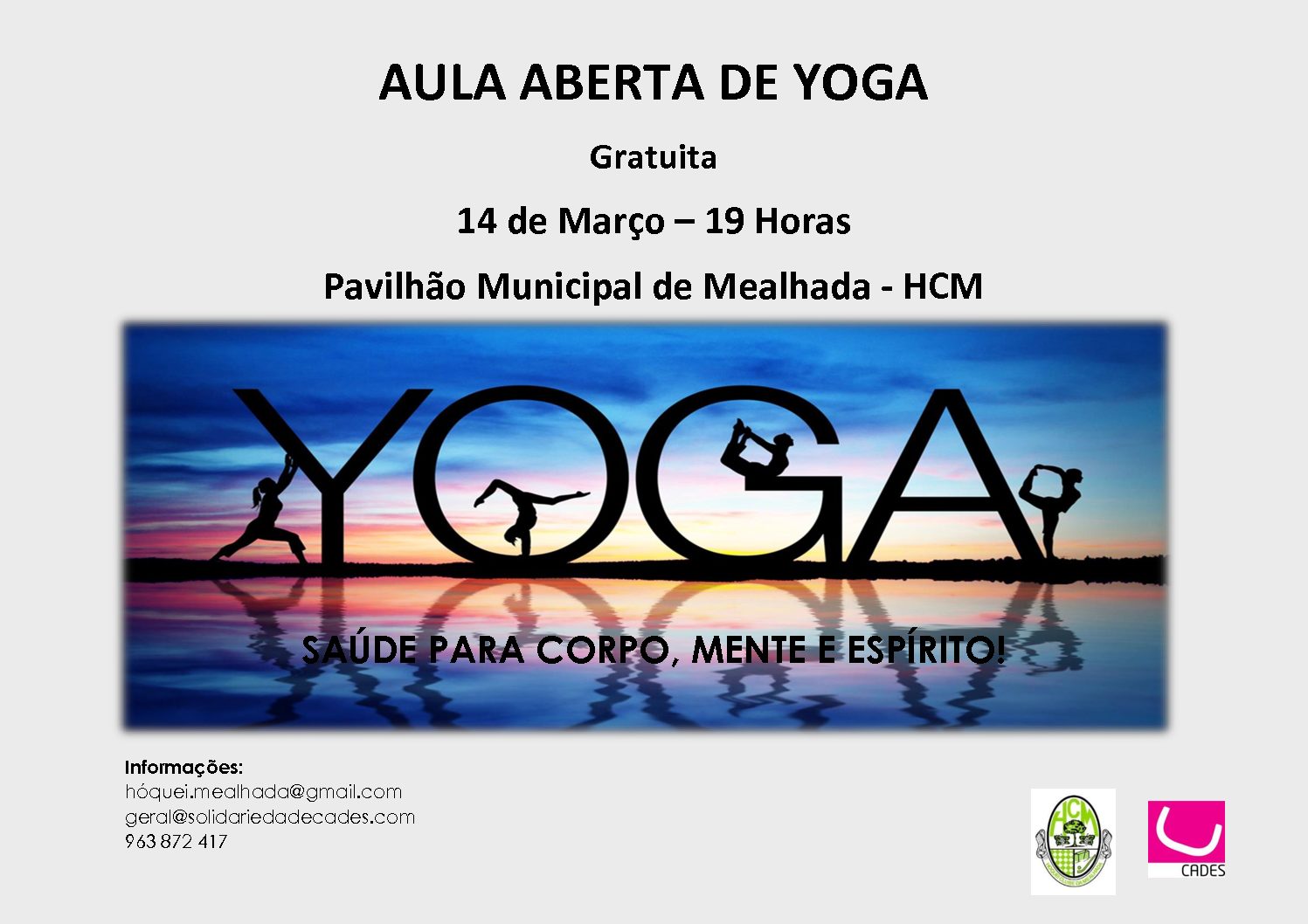 Aula aberta de Yoga no dia 14 de Março no Pavilhão Municipal da Mealhada